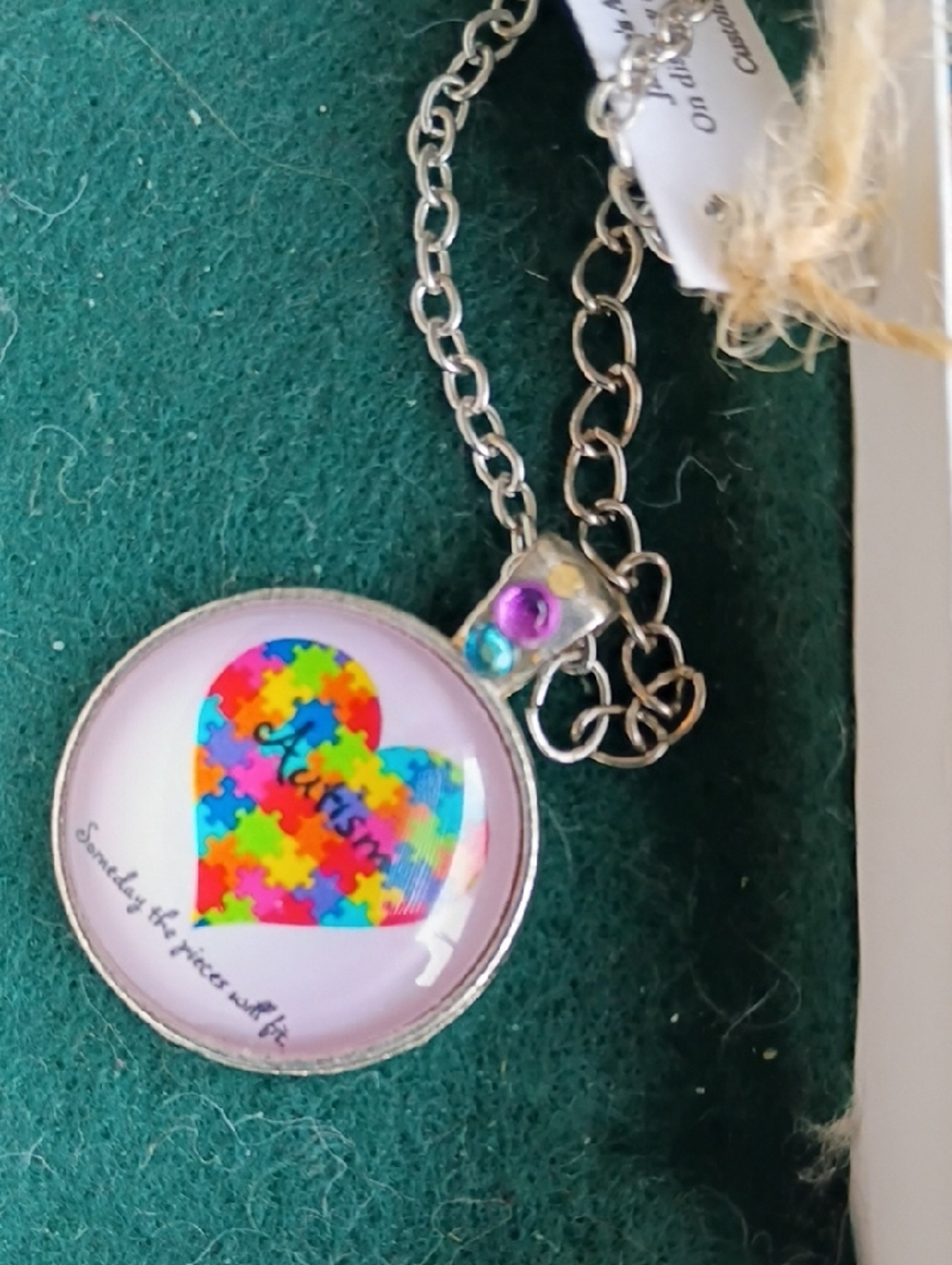 Autism Theme Puzzle Pieces Heart Pendant
